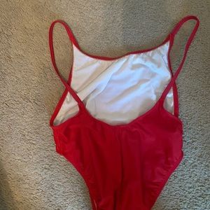 Red high waisted swimsuit